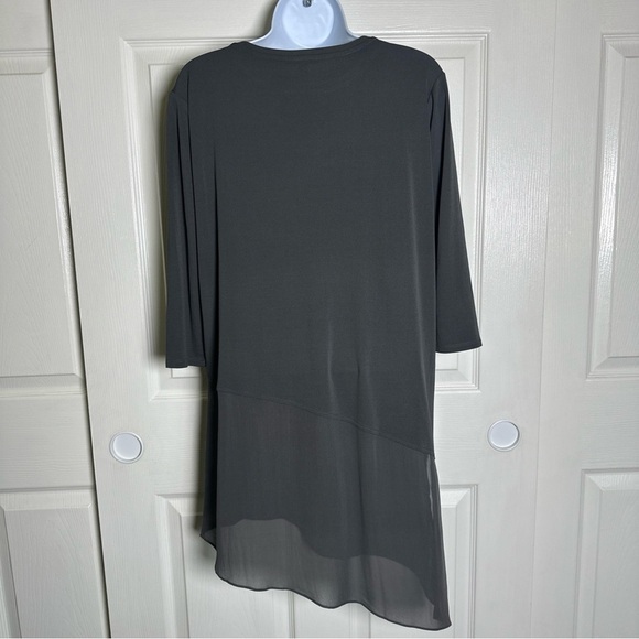 Eileen Fisher XXS 100% Silk Crepe Tunic Asymmetrical Blouse Top Long Sleeve Fall - Picture 2 of 13